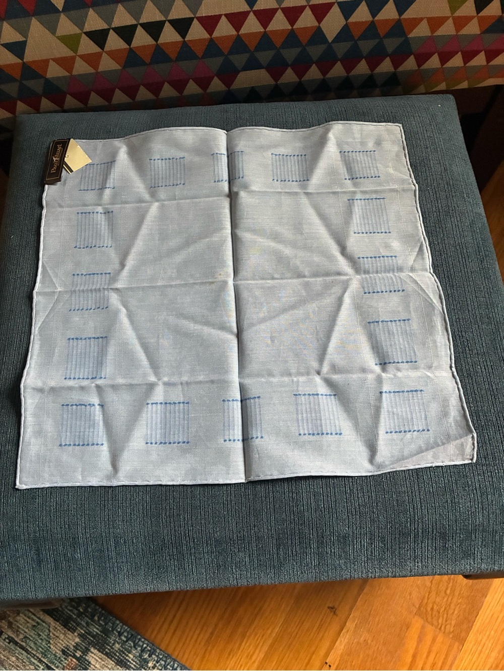 Paul Stuart light blue embroidered pocket square NWT